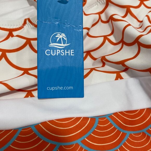 Cupshe Medium Orange and blueprint - One piece Bathing Suit M-10 NWT - Picture 7 of 7
